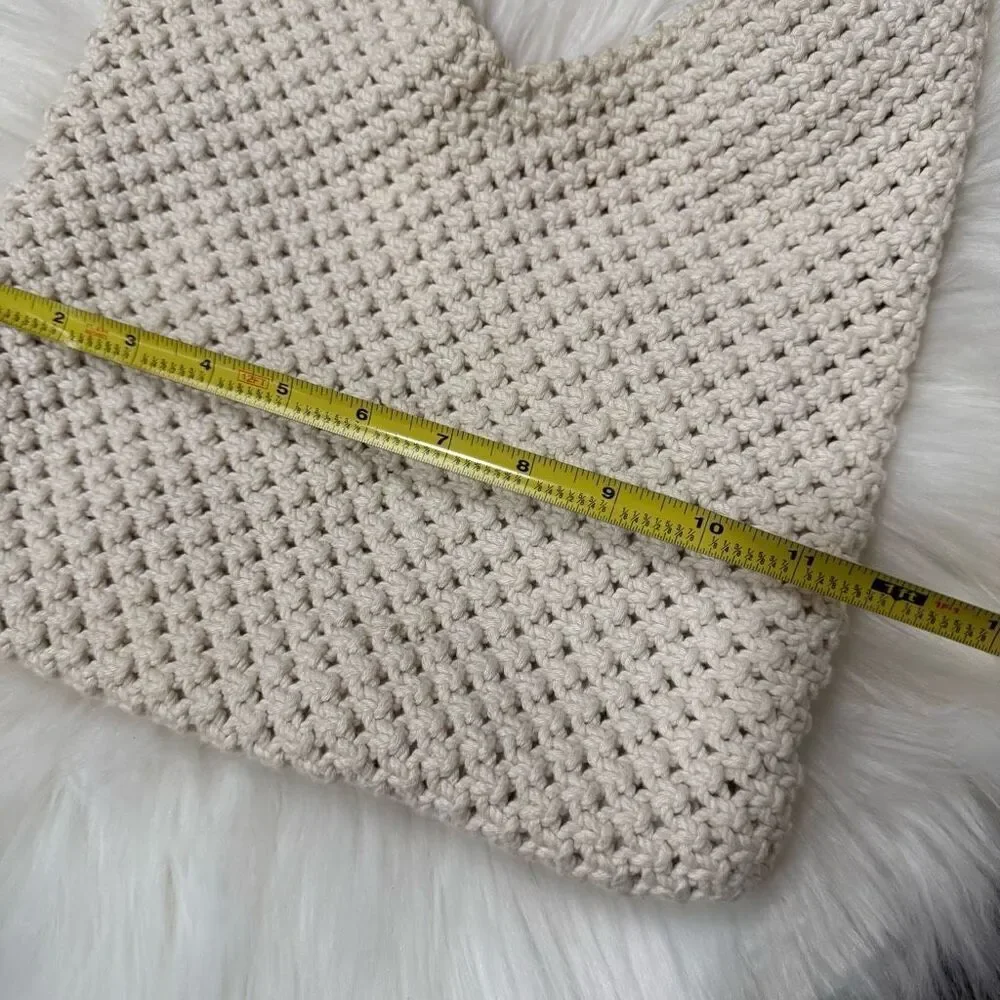 Vintage Cream Off White Shoulder Bag Purse Woven Crochet Country Cottage